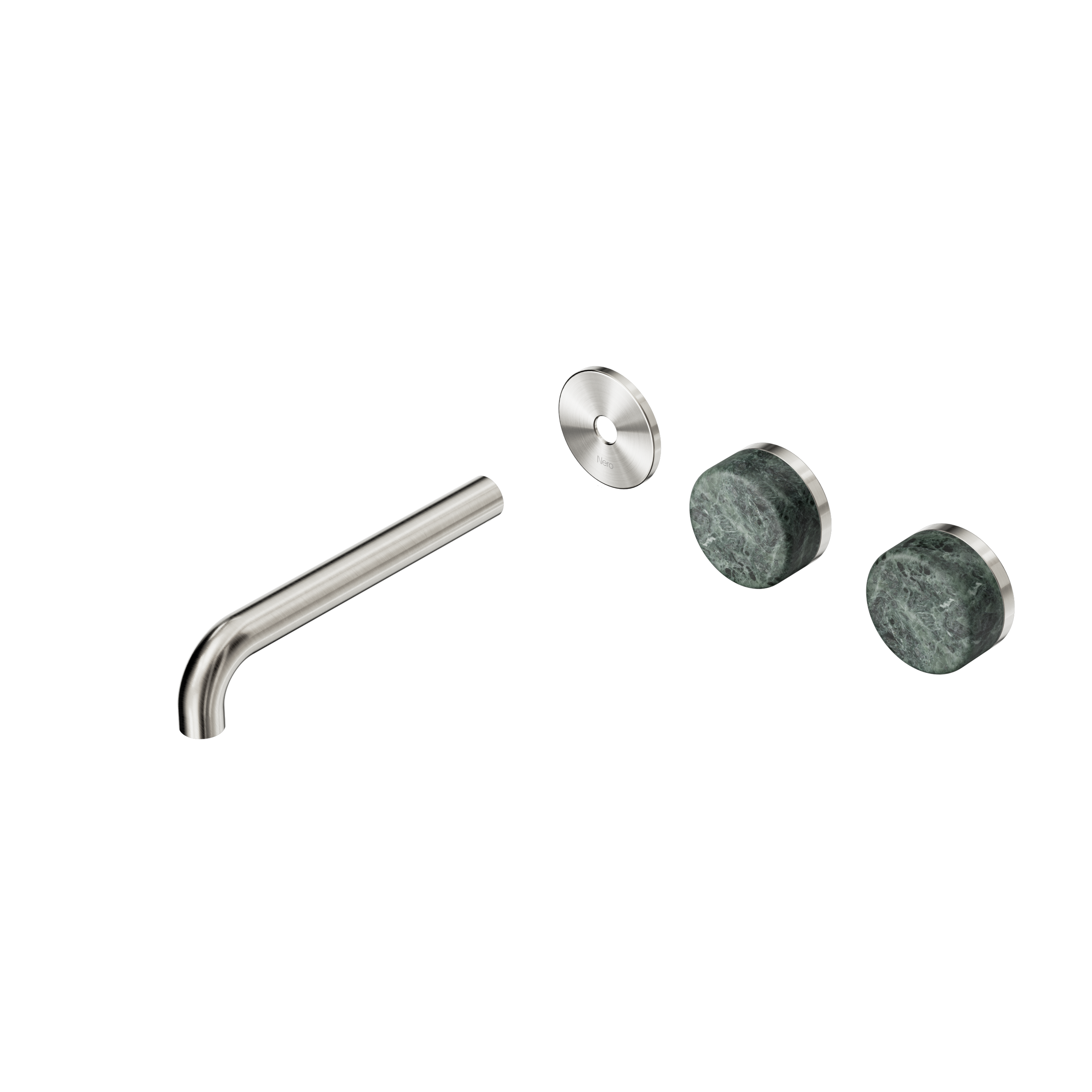 Serenity Wall Basin Set 185mm Offset Spout With Verde Alpi Handle Trim Kit Only Brushed Nickel