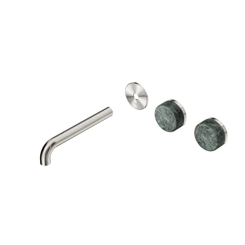 Serenity Wall Basin Set 185mm Offset Spout With Verde Alpi Handle Trim Kit Only Brushed Nickel