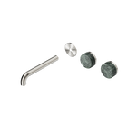 Serenity Wall Basin Set 185mm Offset Spout With Verde Alpi Handle Trim Kit Only Brushed Nickel