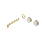 Serenity Wall Basin Set 185mm Offset Spout With Rome Travertine Handle Trim Kit Only Brushed Gold