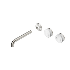 Serenity Wall Basin Set 185mm Offset Spout With Arabescato Corchia Handle Trim Kit Only Brushed Nickel