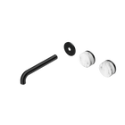 Serenity Wall Basin Set 185mm Offset Spout With Arabescato Corchia Handle Trim Kit Only Matte Black
