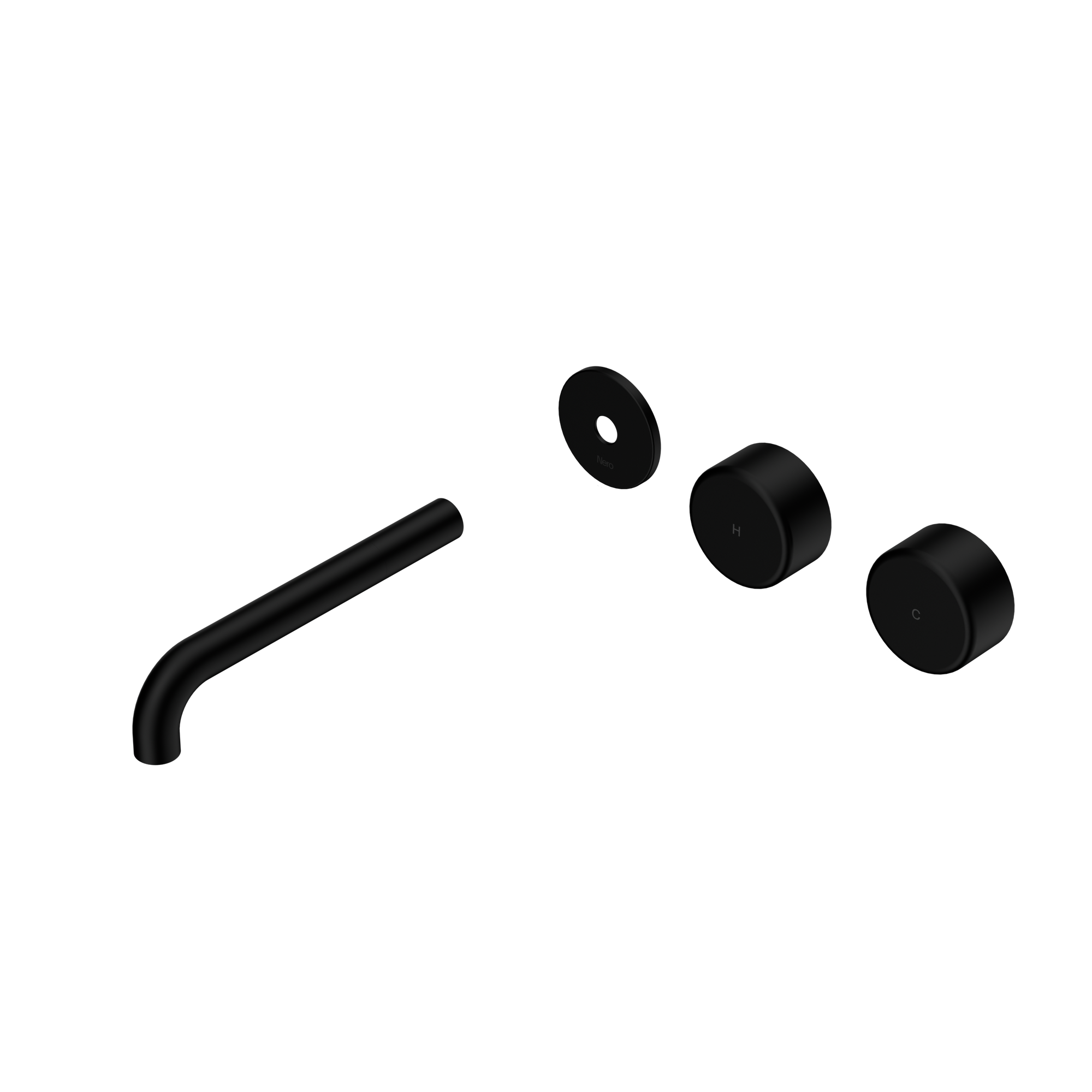 Serenity Wall Basin Set 185mm Offset Spout With Metal Handle Trim Kit Only Matte Black