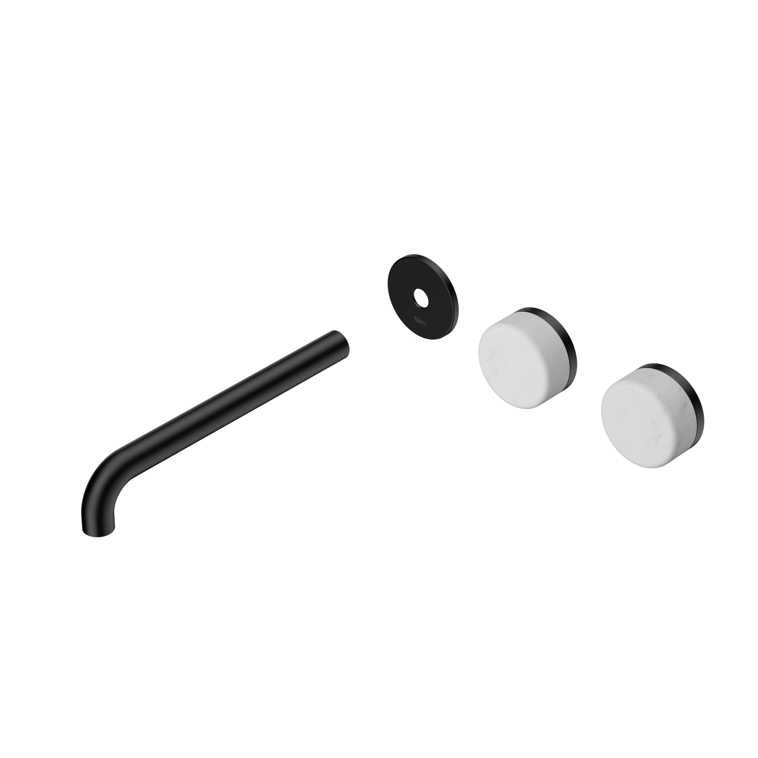 Serenity Wall Basin Set 220mm Offset Spout With Carrara Handle Trim Kit Only Matte Black