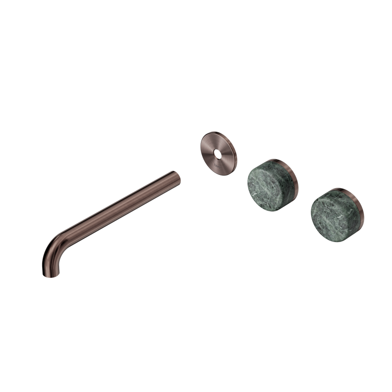 Serenity Wall Basin Set 220mm Offset Spout With Verde Alpi Handle Trim Kit Only Brushed Bronze