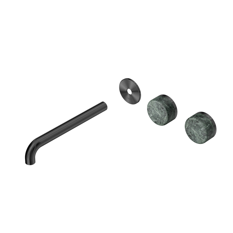 Serenity Wall Basin Set 220mm Offset Spout With Verde Alpi Handle Trim Kit Only Gun Metal