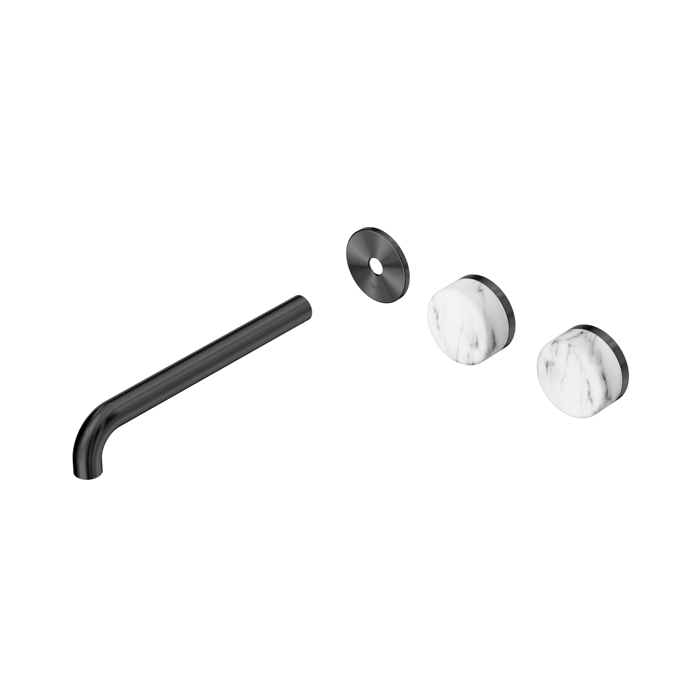 Serenity Wall Basin Set 220mm Offset Spout With Arabescato Corchia Handle Trim Kit Only Gun Metal