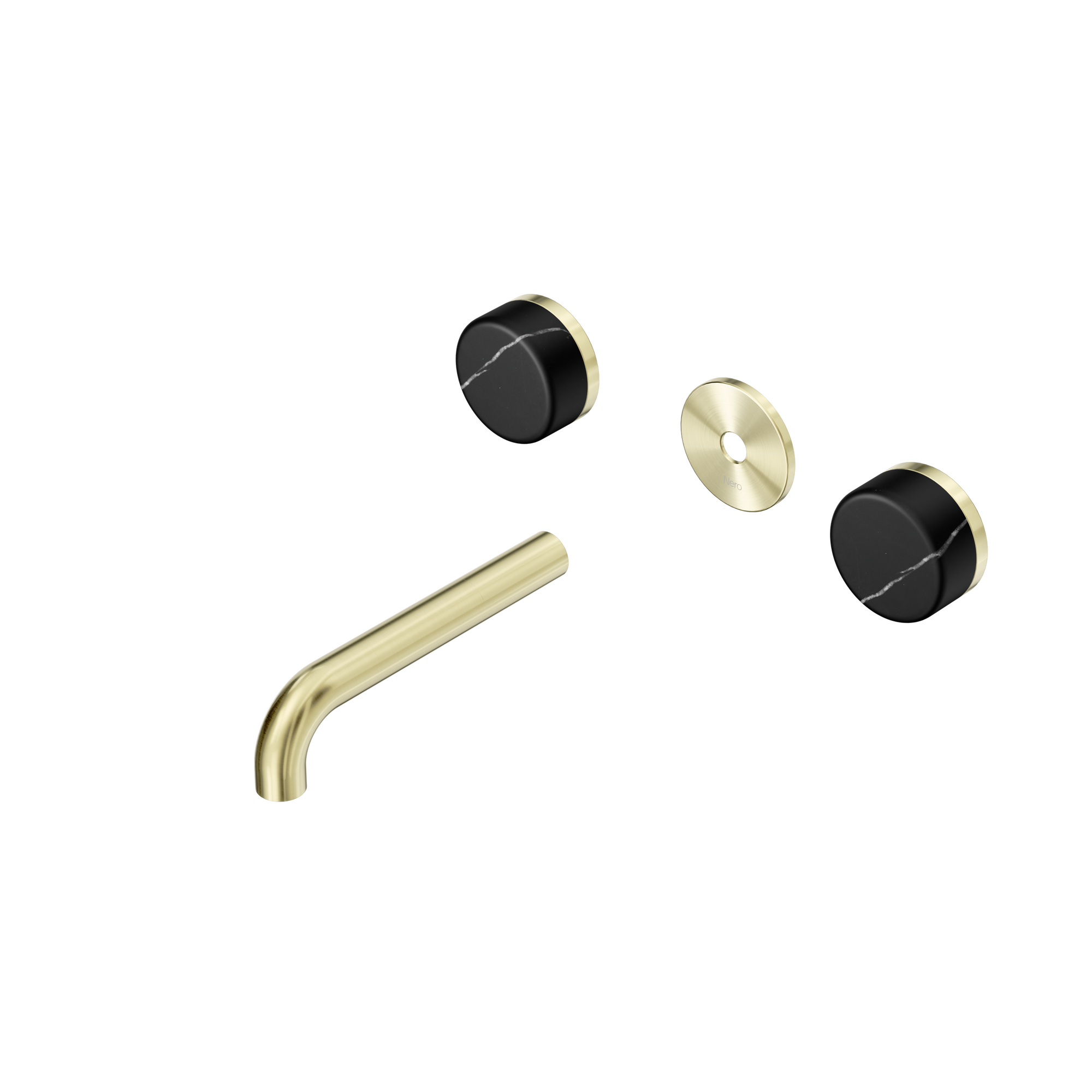 Serenity Wall Basin Set 160mm Spout With Marquina Black Handle Trim Kit Only Brushed Gold