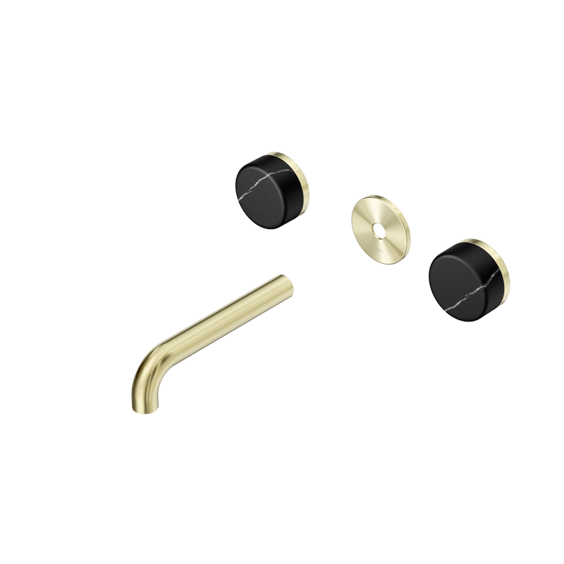 Serenity Wall Basin Set 160mm Spout With Marquina Black Handle Trim Kit Only Brushed Gold