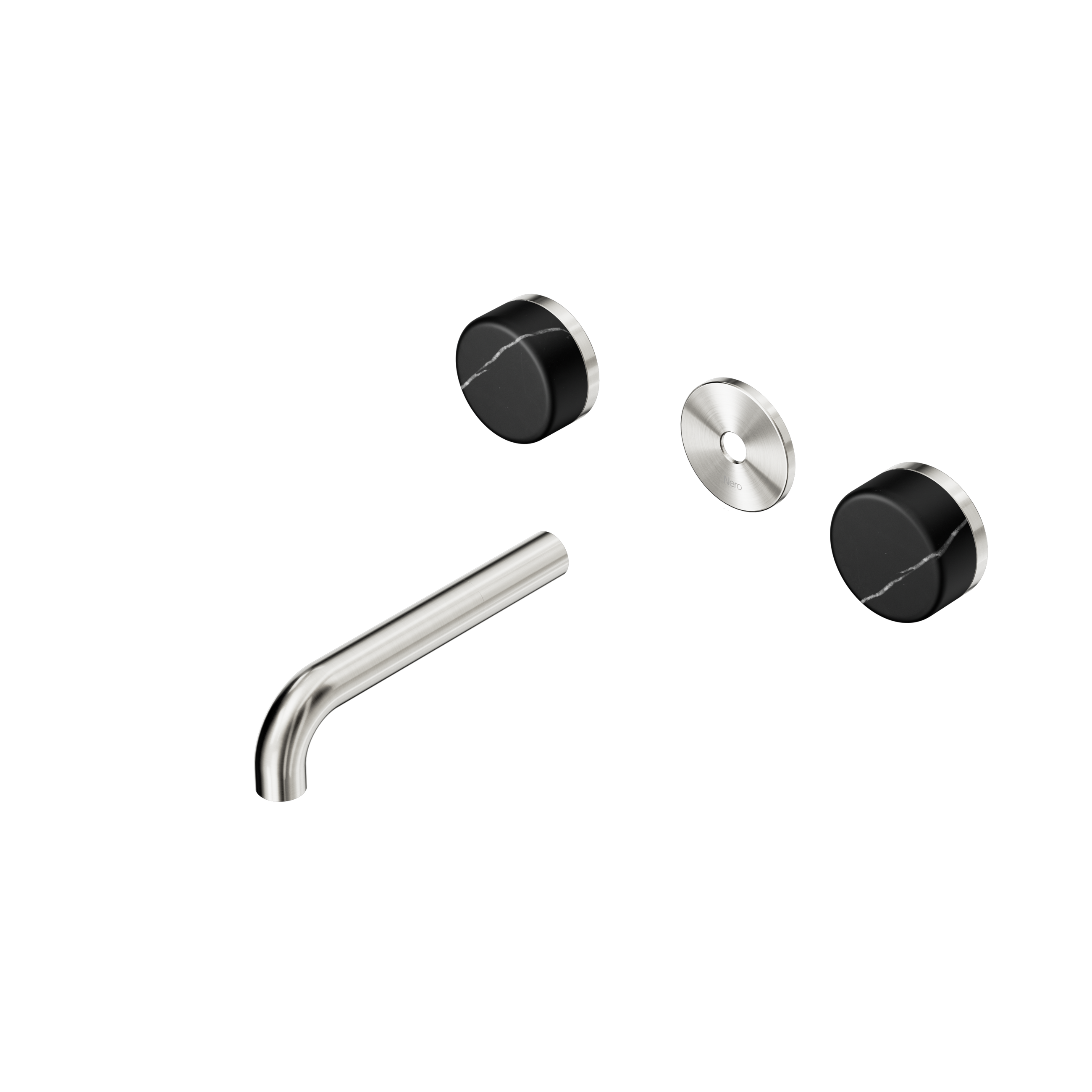 Serenity Wall Basin Set 160mm Spout With Marquina Black Handle Trim Kit Only Brushed Nickel