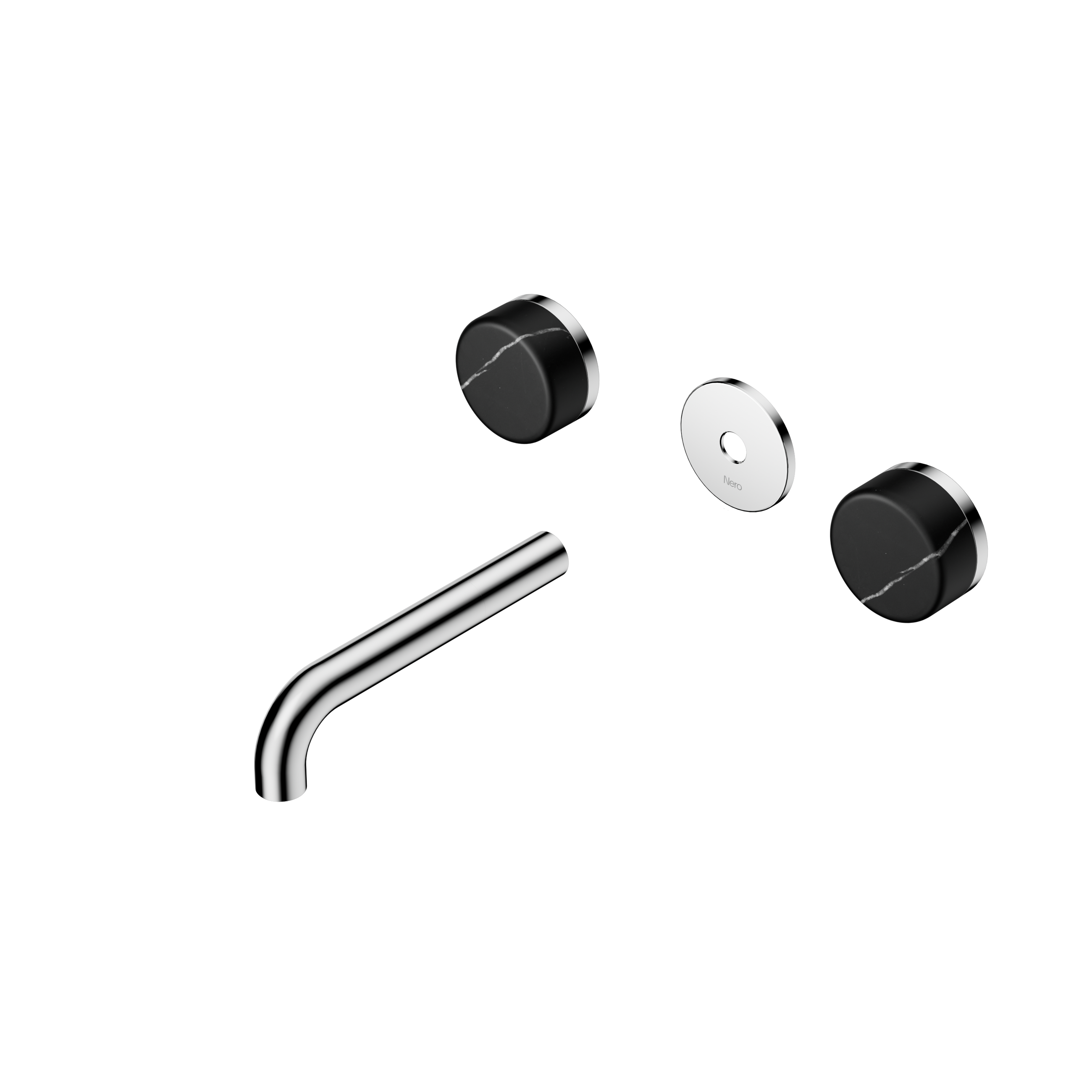 Serenity Wall Basin Set 160mm Spout With Marquina Black Handle Trim Kit Only Chrome