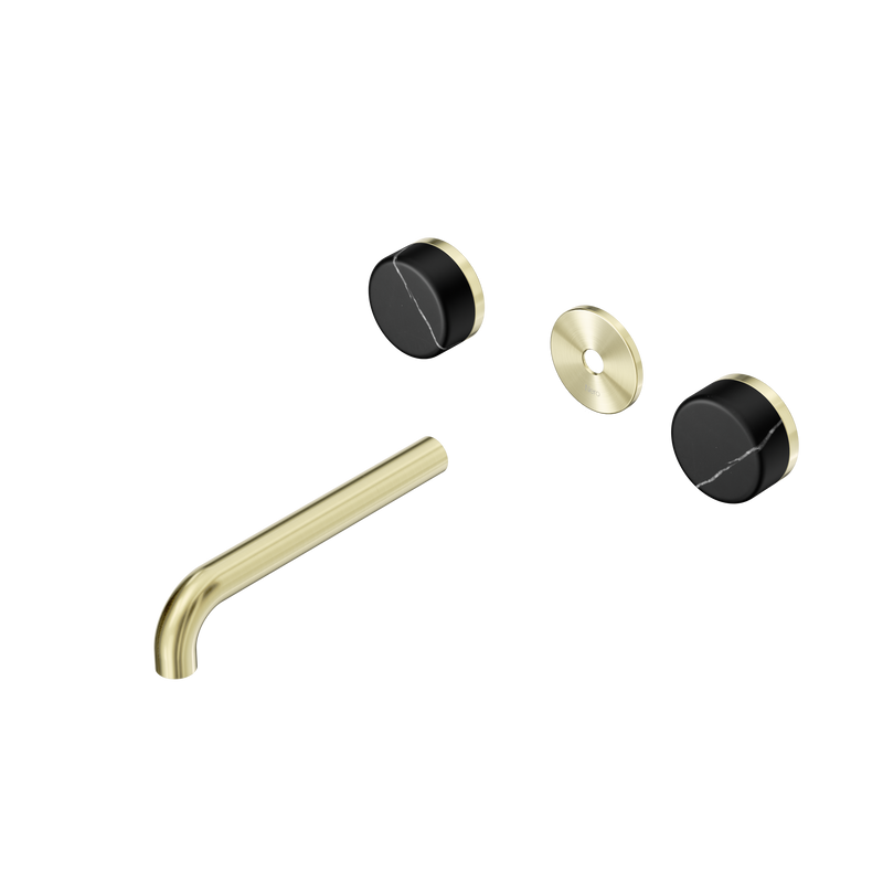 Serenity Wall Basin Set 185mm Spout With Marquina Black Handle Trim Kit Only Brushed Gold