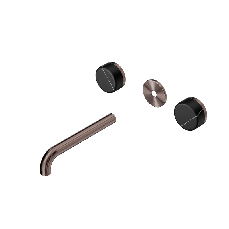 Serenity Wall Basin Set 185mm Spout With Marquina Black Handle Trim Kit Only Brushed Bronze