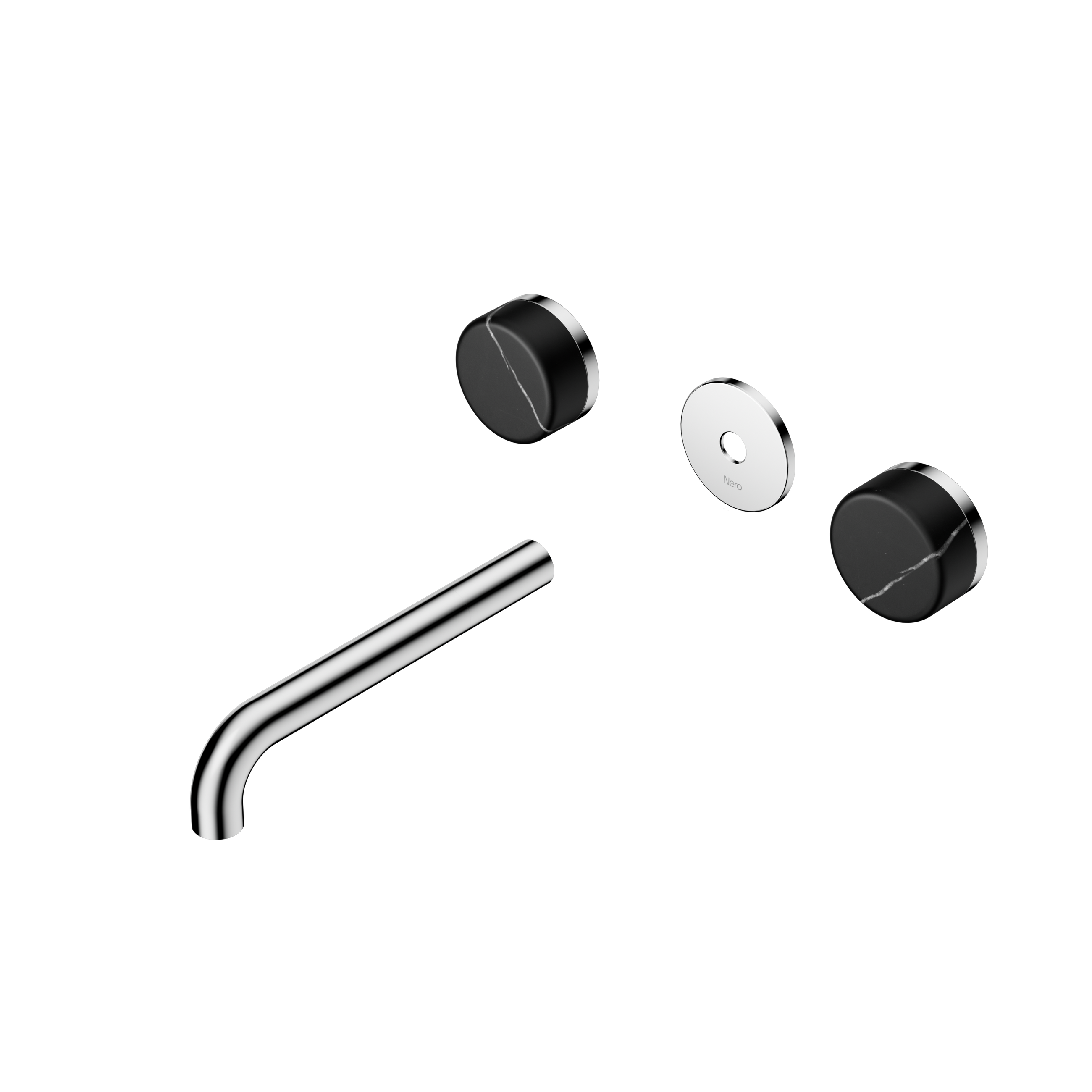 Serenity Wall Basin Set 185mm Spout With Marquina Black Handle Trim Kit Only Chrome