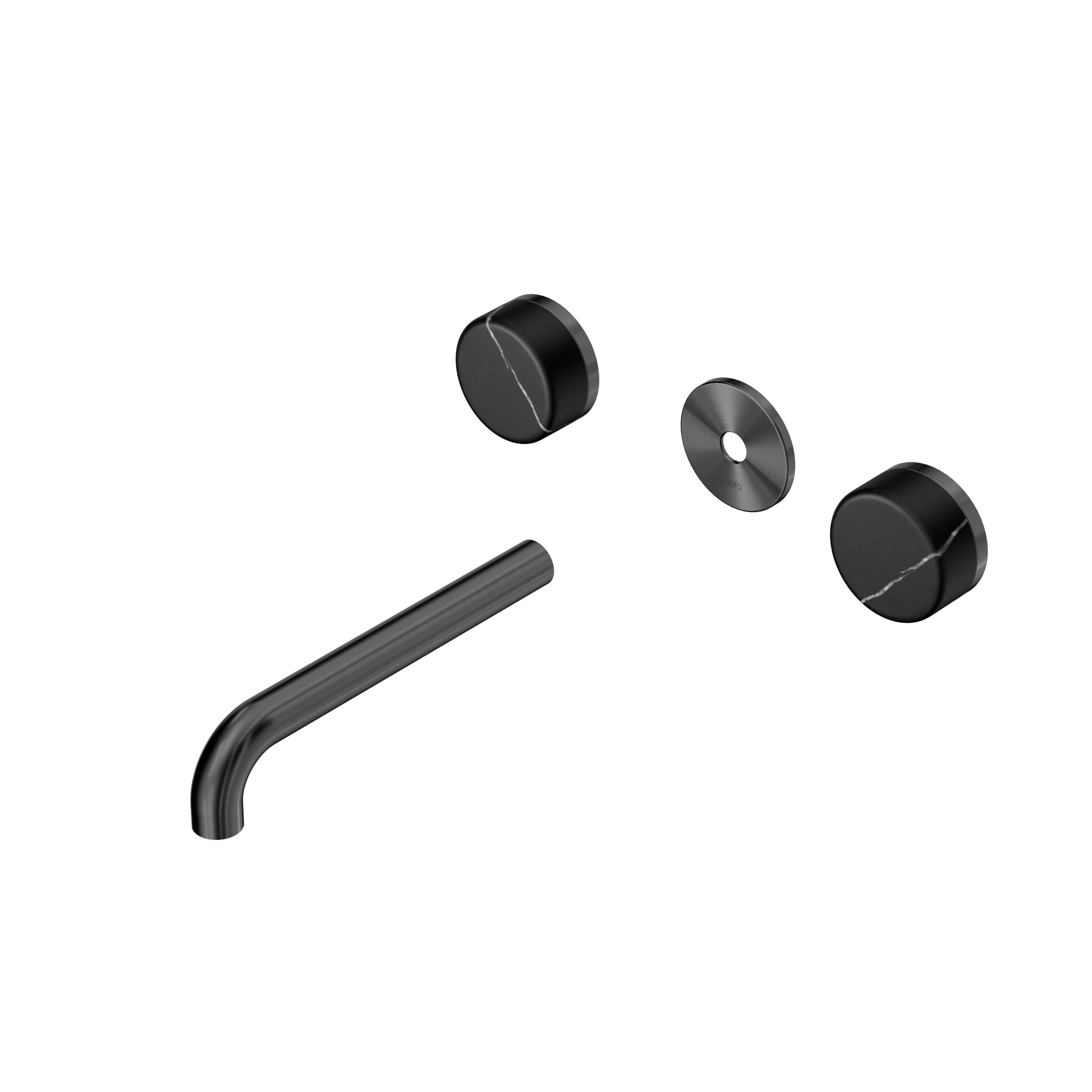 Serenity Wall Basin Set 185mm Spout With Marquina Black Handle Trim Kit Only Gun Metal