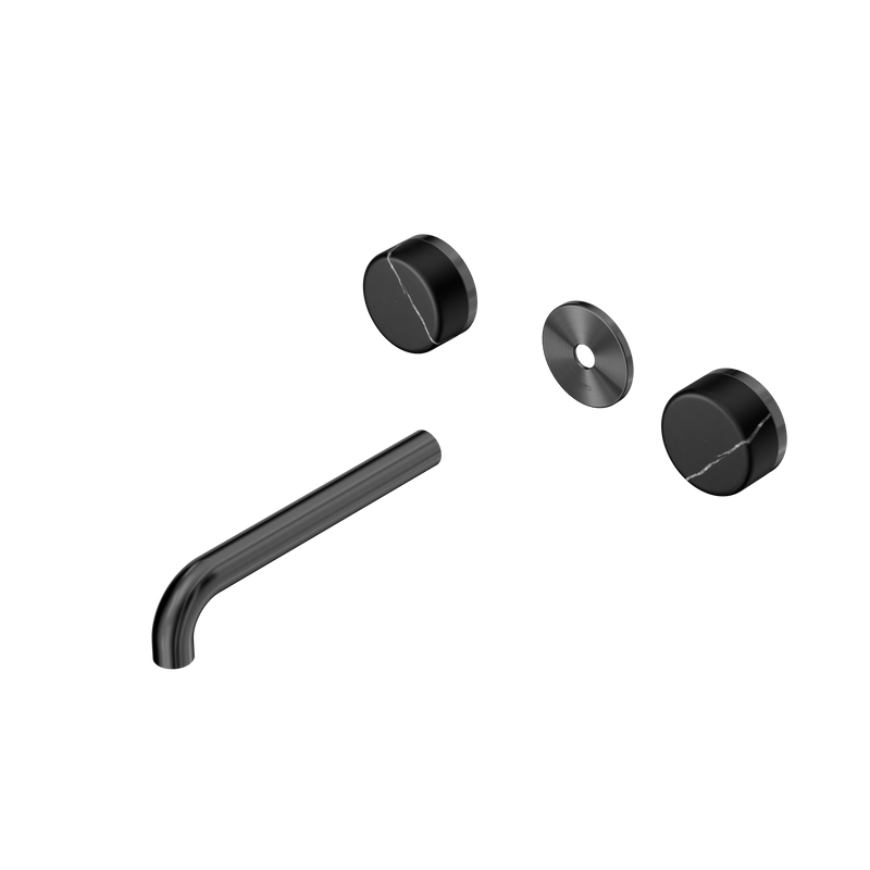 Serenity Wall Basin Set 185mm Spout With Marquina Black Handle Trim Kit Only Gun Metal
