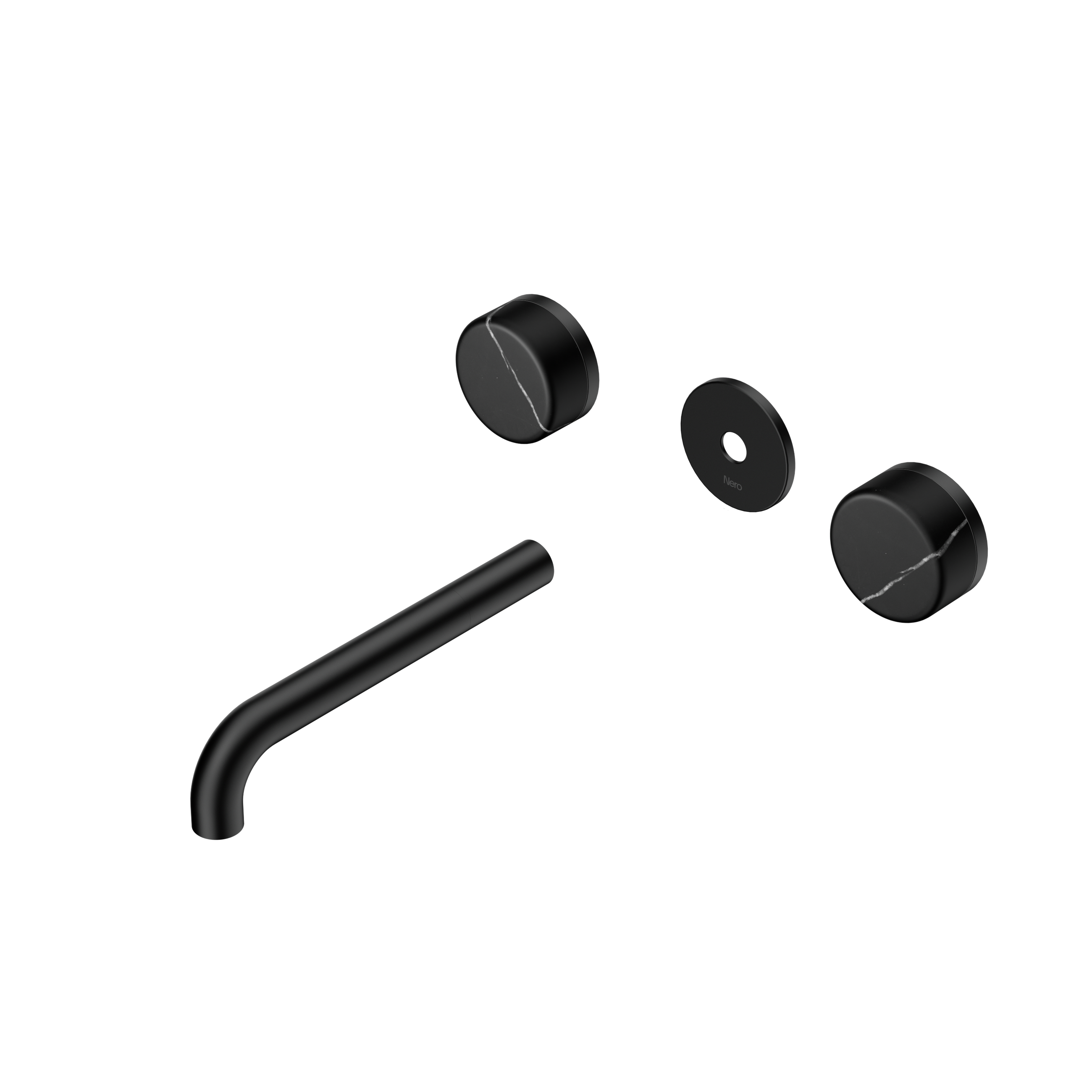 Serenity Wall Basin Set 185mm Spout With Marquina Black Handle Trim Kit Only Matte Black