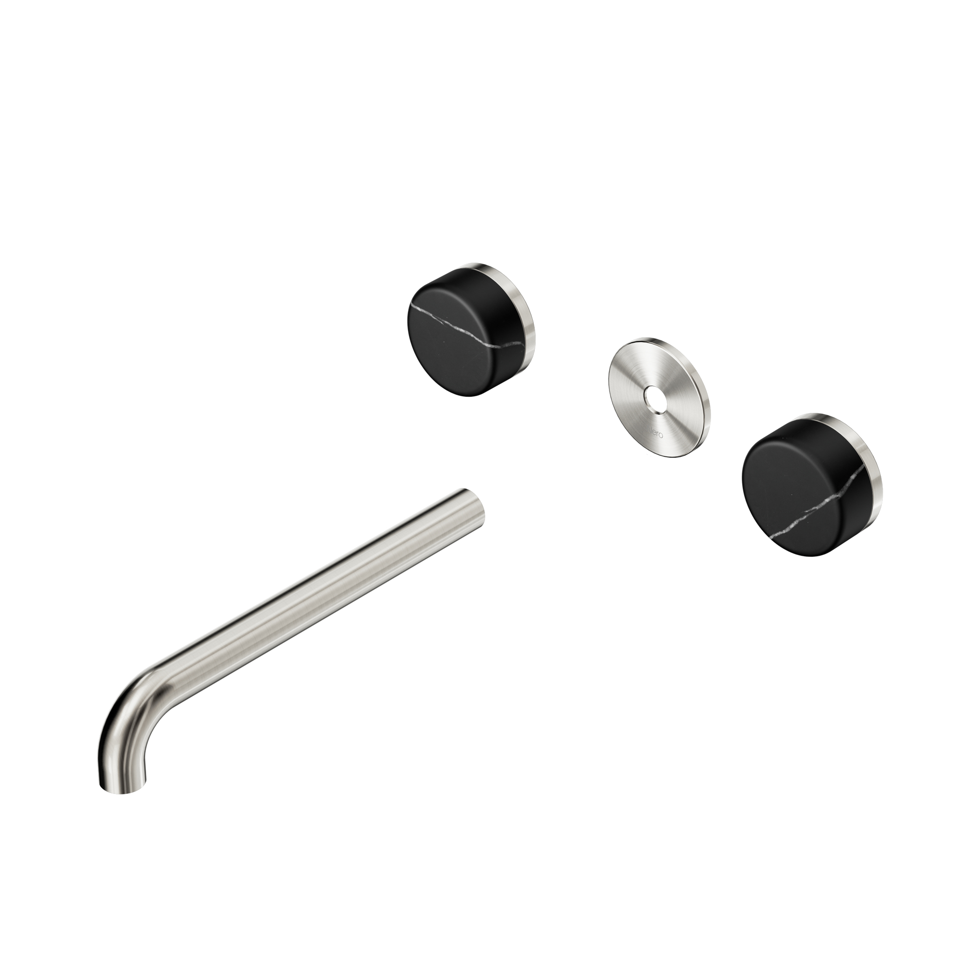 Serenity Wall Basin Set 220mm Spout With Marquina Black Handle Trim Kit Only Brushed Nickel