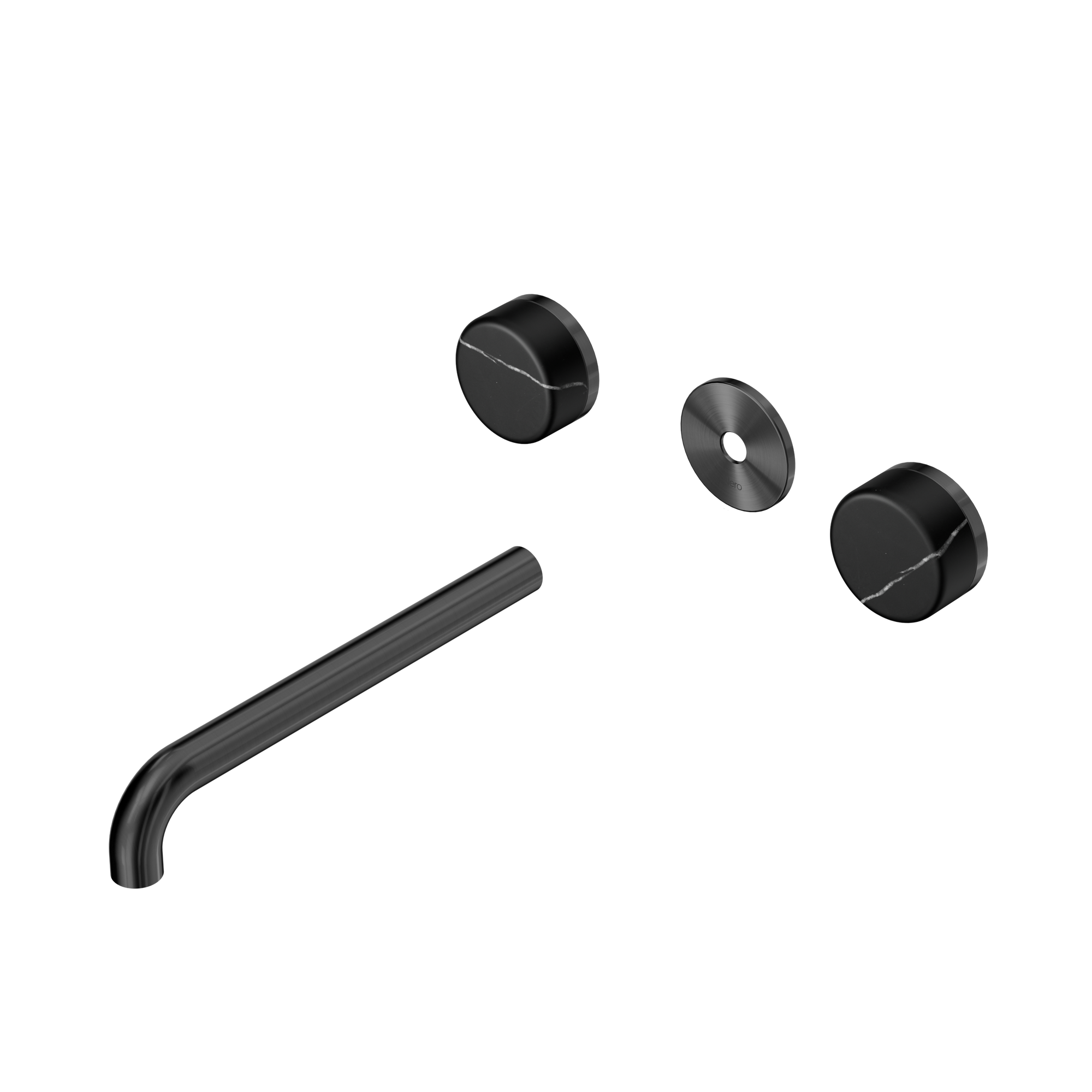 Serenity Wall Basin Set 220mm Spout With Marquina Black Handle Trim Kit Only Gun Metal