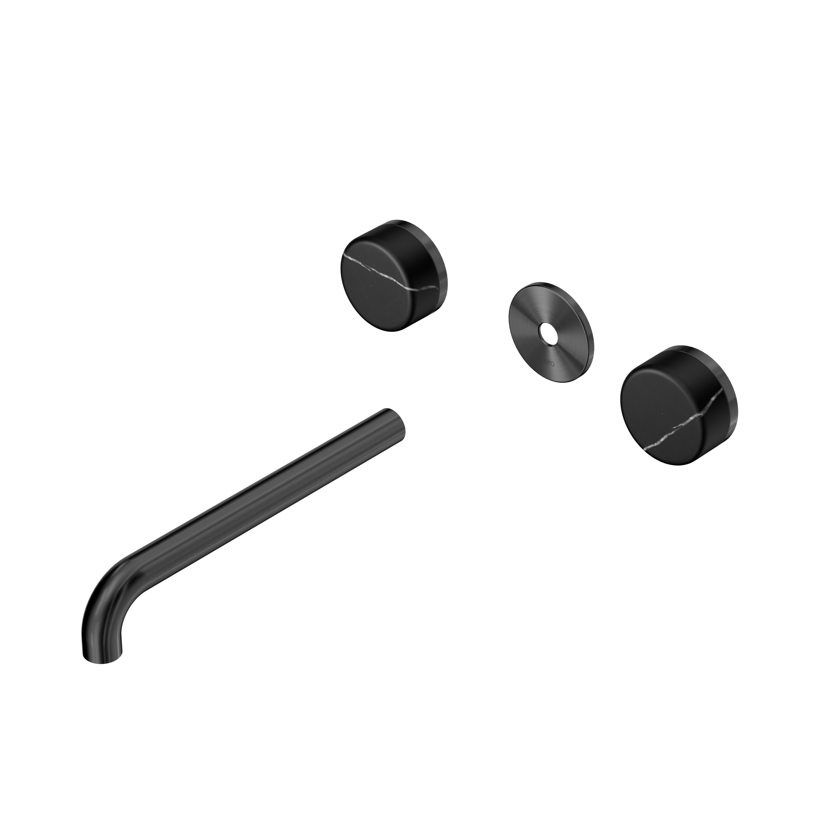 Serenity Wall Basin Set 220mm Spout With Marquina Black Handle Trim Kit Only Gun Metal