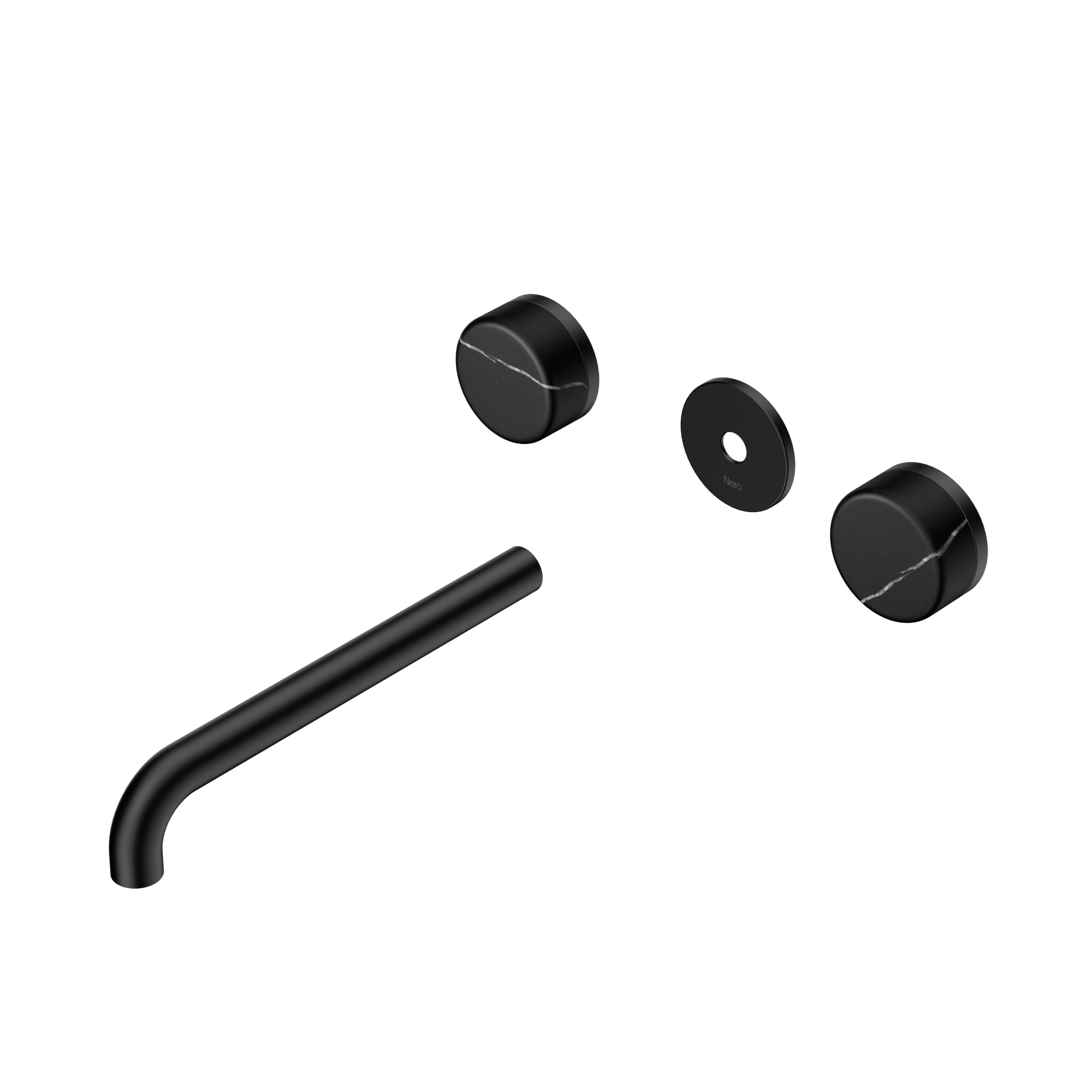 Serenity Wall Basin Set 220mm Spout With Marquina Black Handle Trim Kit Only Matte Black