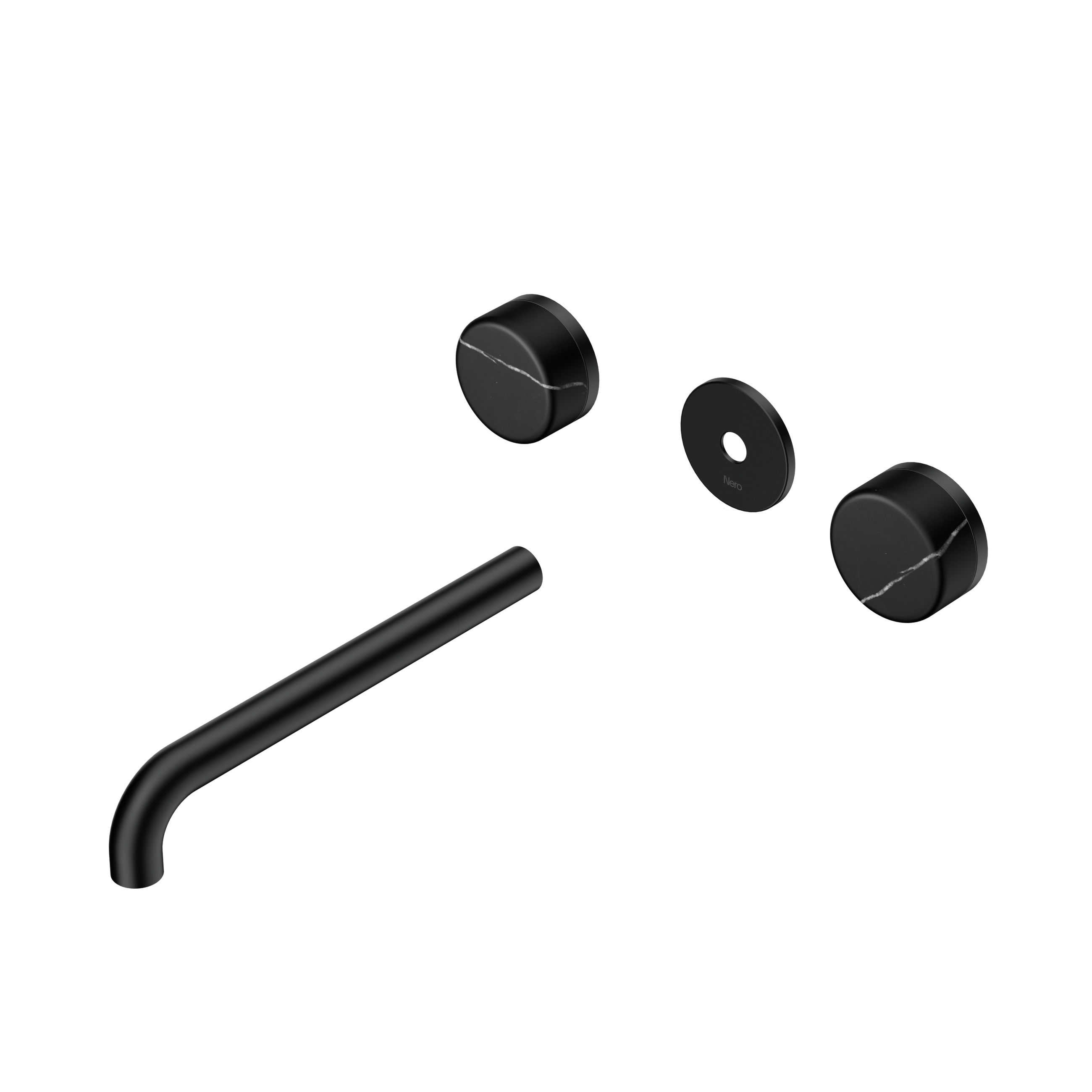 Serenity Wall Basin Set 220mm Spout With Marquina Black Handle Trim Kit Only Matte Black