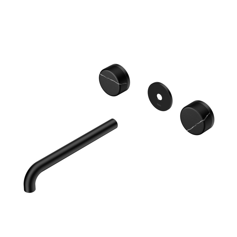 Serenity Wall Basin Set 220mm Spout With Marquina Black Handle Trim Kit Only Matte Black