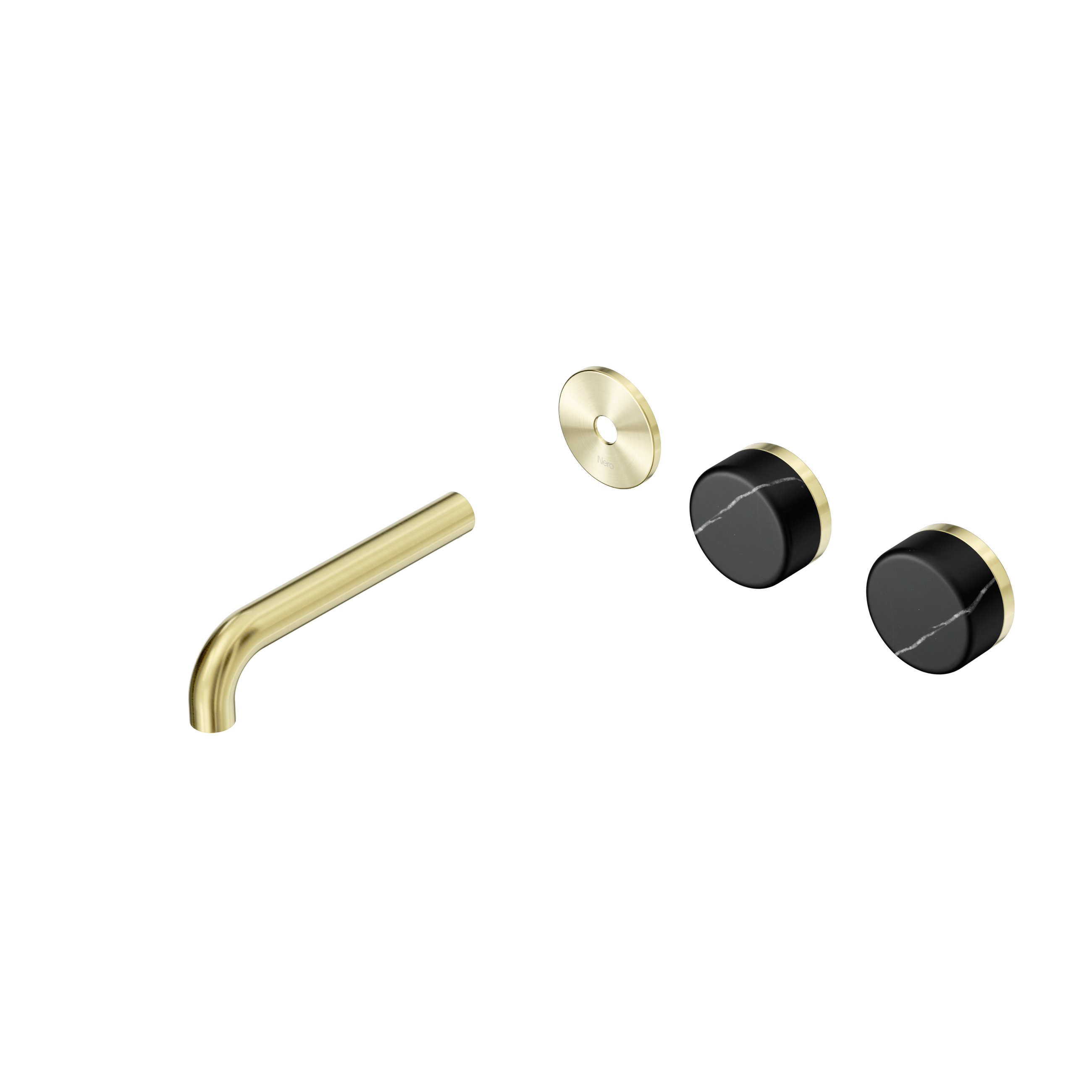 Serenity Wall Basin Set 160mm Offset Spout With Marquina Black Handle Trim Kit Only Brushed Gold