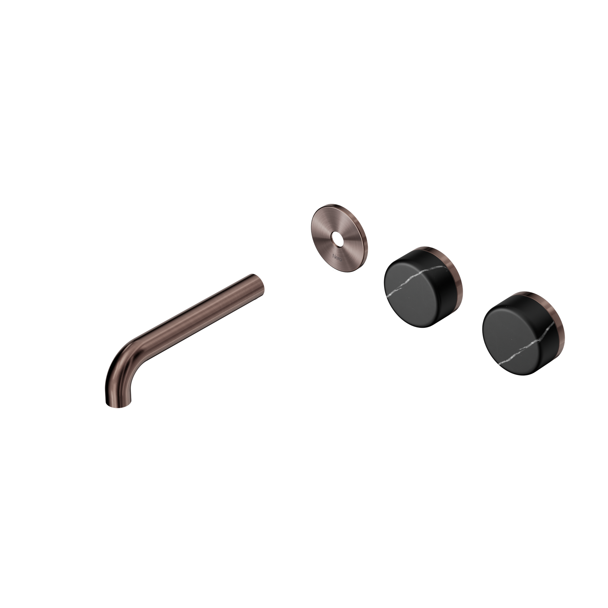 Serenity Wall Basin Set 160mm Offset Spout With Marquina Black Handle Trim Kit Only Brushed Bronze