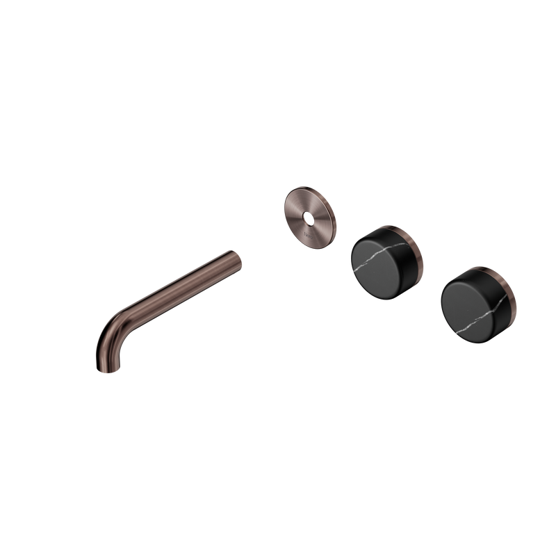 Serenity Wall Basin Set 160mm Offset Spout With Marquina Black Handle Trim Kit Only Brushed Bronze