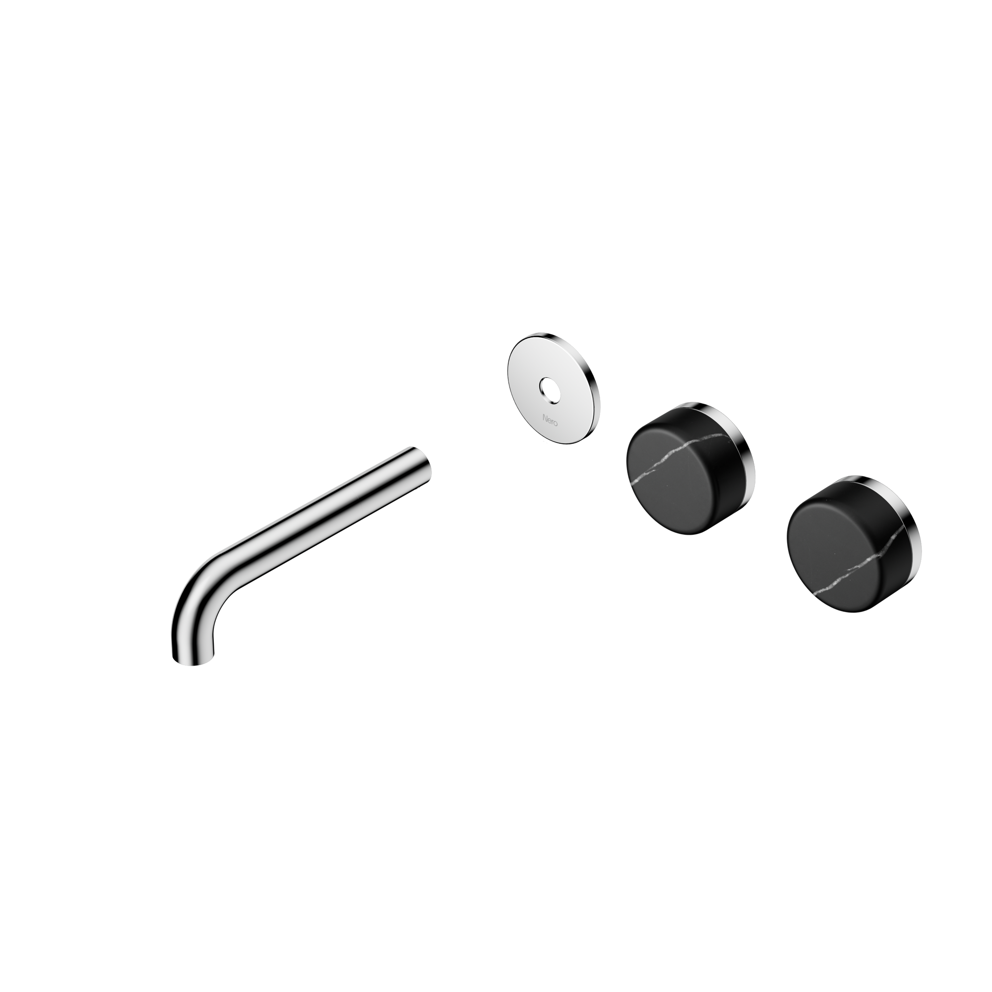 Serenity Wall Basin Set 160mm Offset Spout With Marquina Black Handle Trim Kit Only Chrome