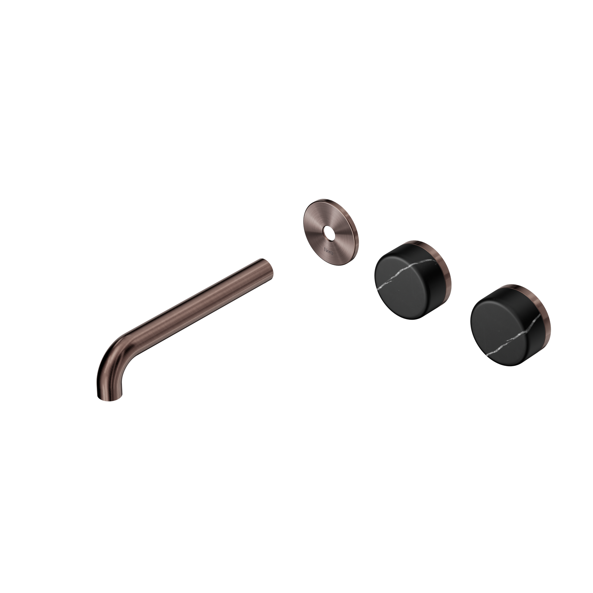 Serenity Wall Basin Set 185mm Offset Spout With Marquina Black Handle Trim Kit Only Brushed Bronze