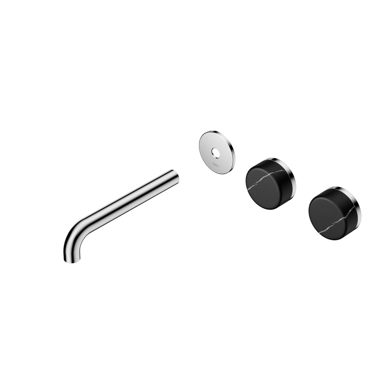 Serenity Wall Basin Set 185mm Offset Spout With Marquina Black Handle Trim Kit Only Chrome