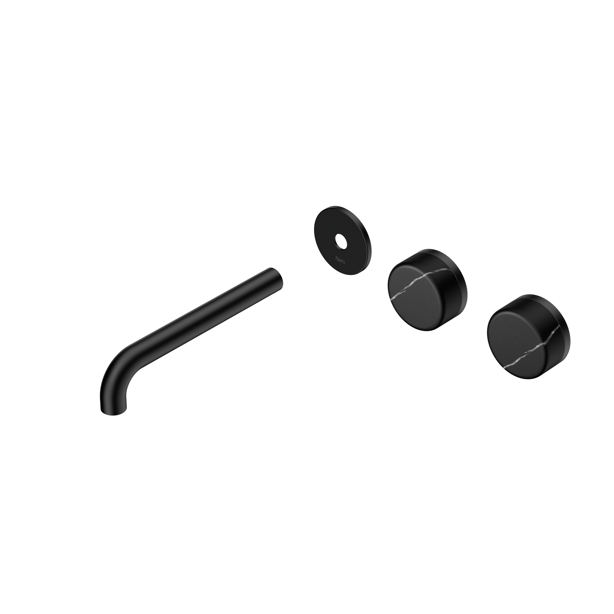 Serenity Wall Basin Set 185mm Offset Spout With Marquina Black Handle Trim Kit Only Matte Black