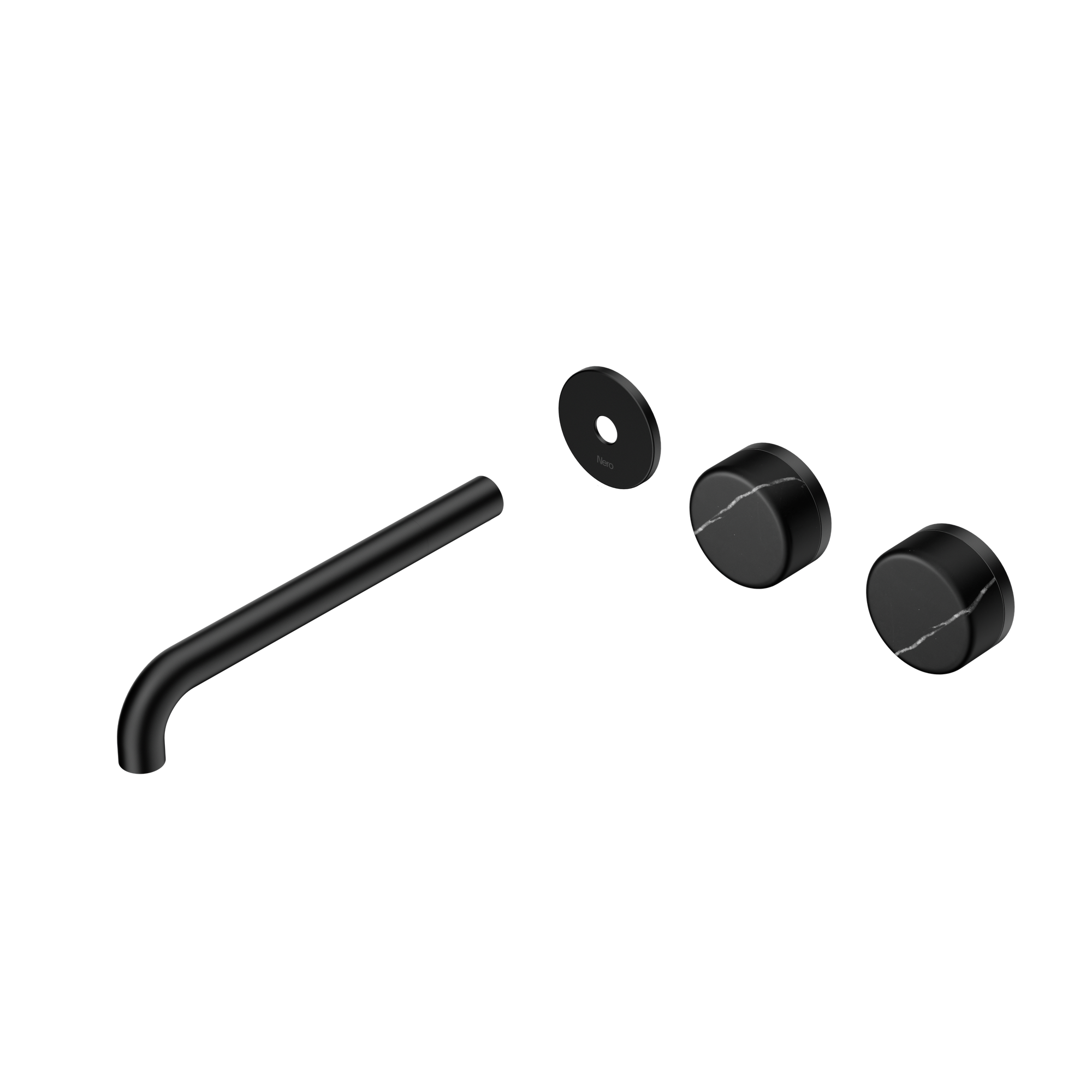 Serenity Wall Basin Set 220mm Offset Spout With Marquina Black Handle Trim Kit Only Matte Black