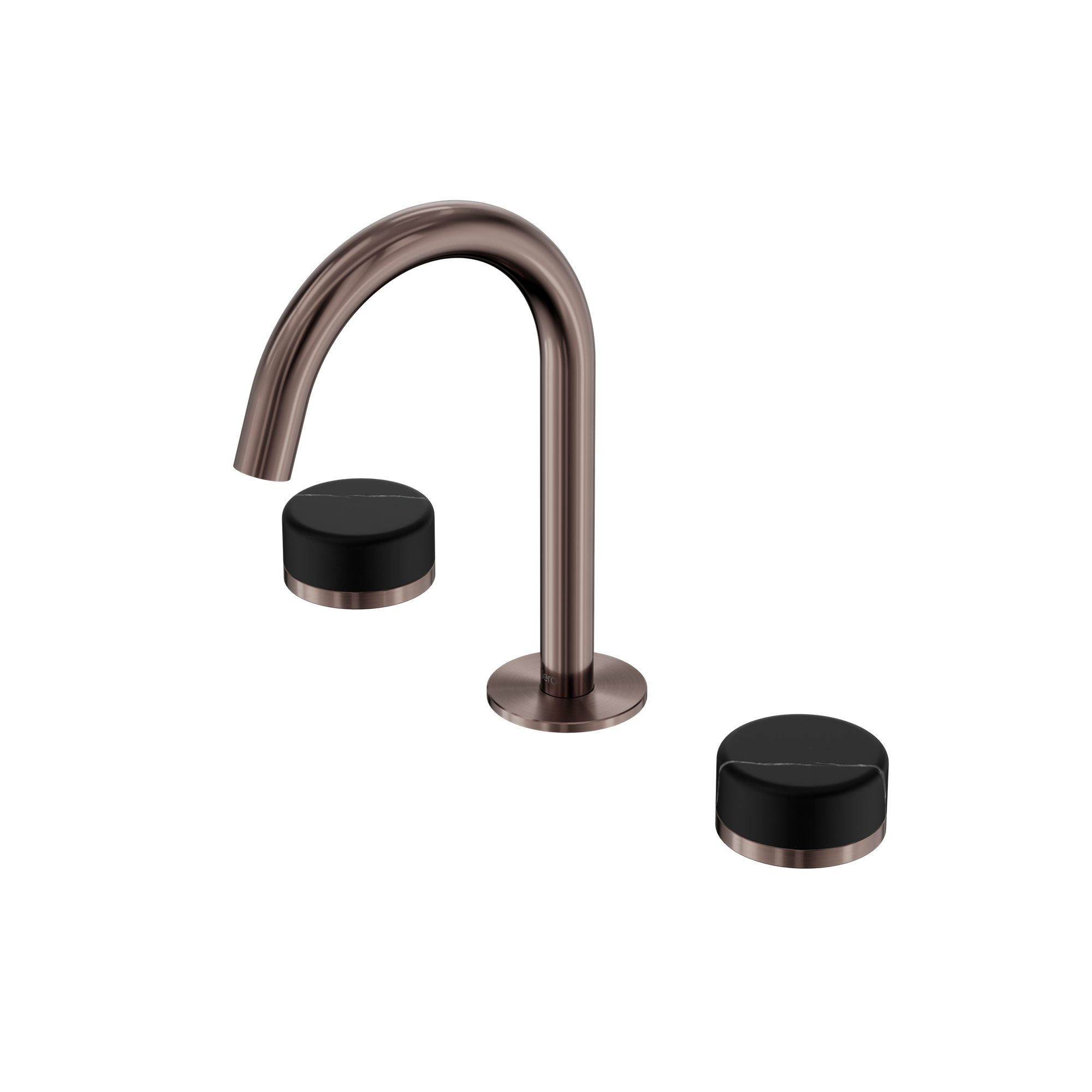 Serenity Basin Set Arc Spout With Marquina Black Handle Brushed Bronze