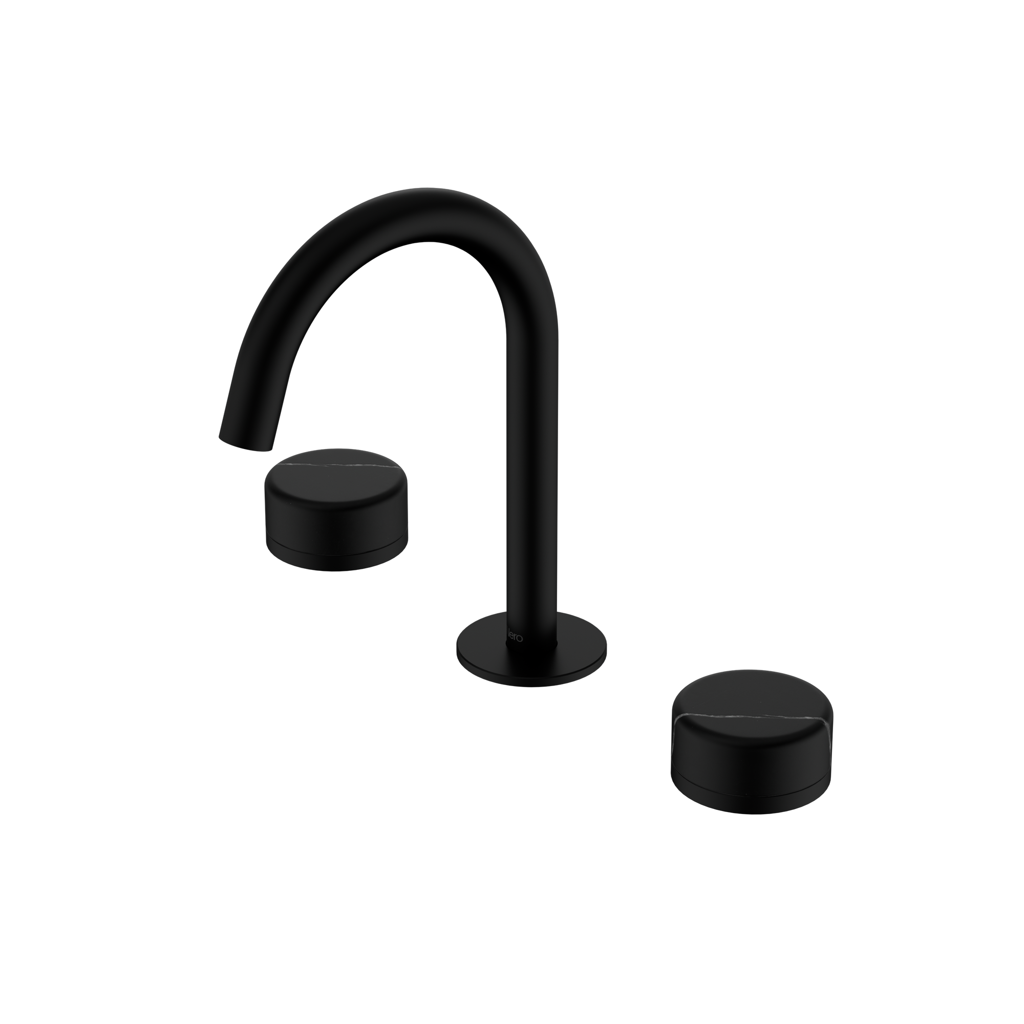 Serenity Basin Set Arc Spout With Marquina Black Handle Matte Black