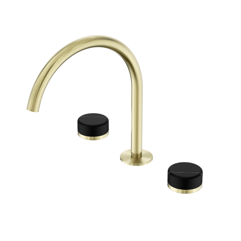 Serenity Bath/Kitchen Set Arc Spout With Marquina Black Handle Brushed Gold