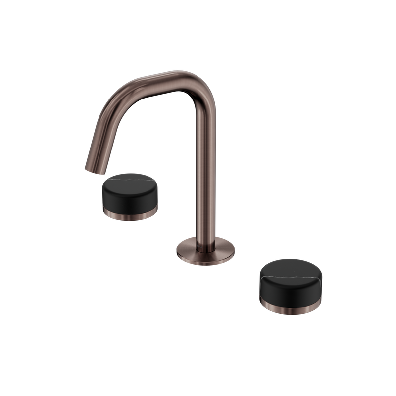 Serenity Basin Set Edge Spout With Marquina Black Handle Brushed Bronze