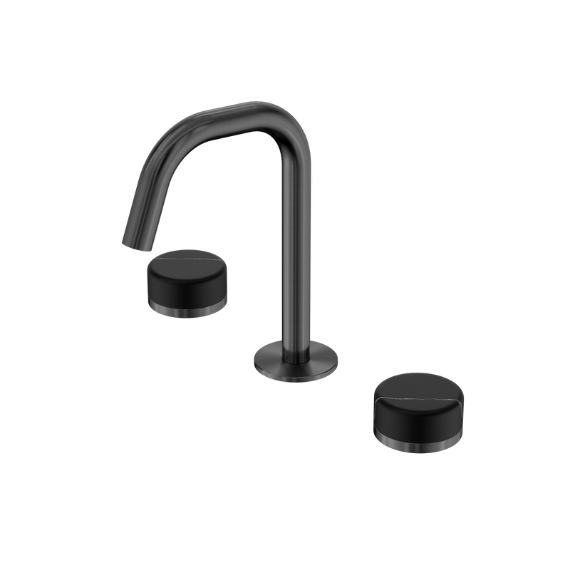 Serenity Basin Set Edge Spout With Marquina Black Handle Gun Metal