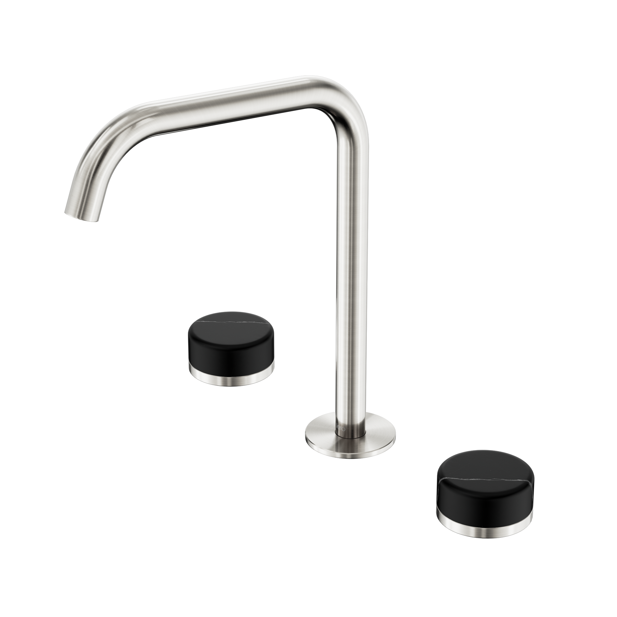 Serenity Bath/Kitchen Set Edge Spout With Marquina Black Handle Brushed Nickel