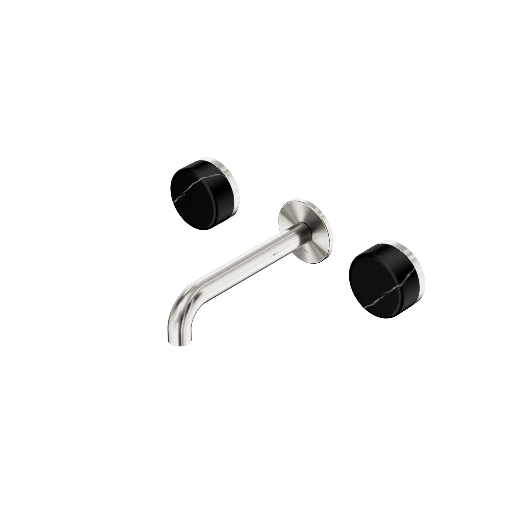 Serenity Wall Basin Set 160mm Spout With Marquina Black Handle Brushed Nickel