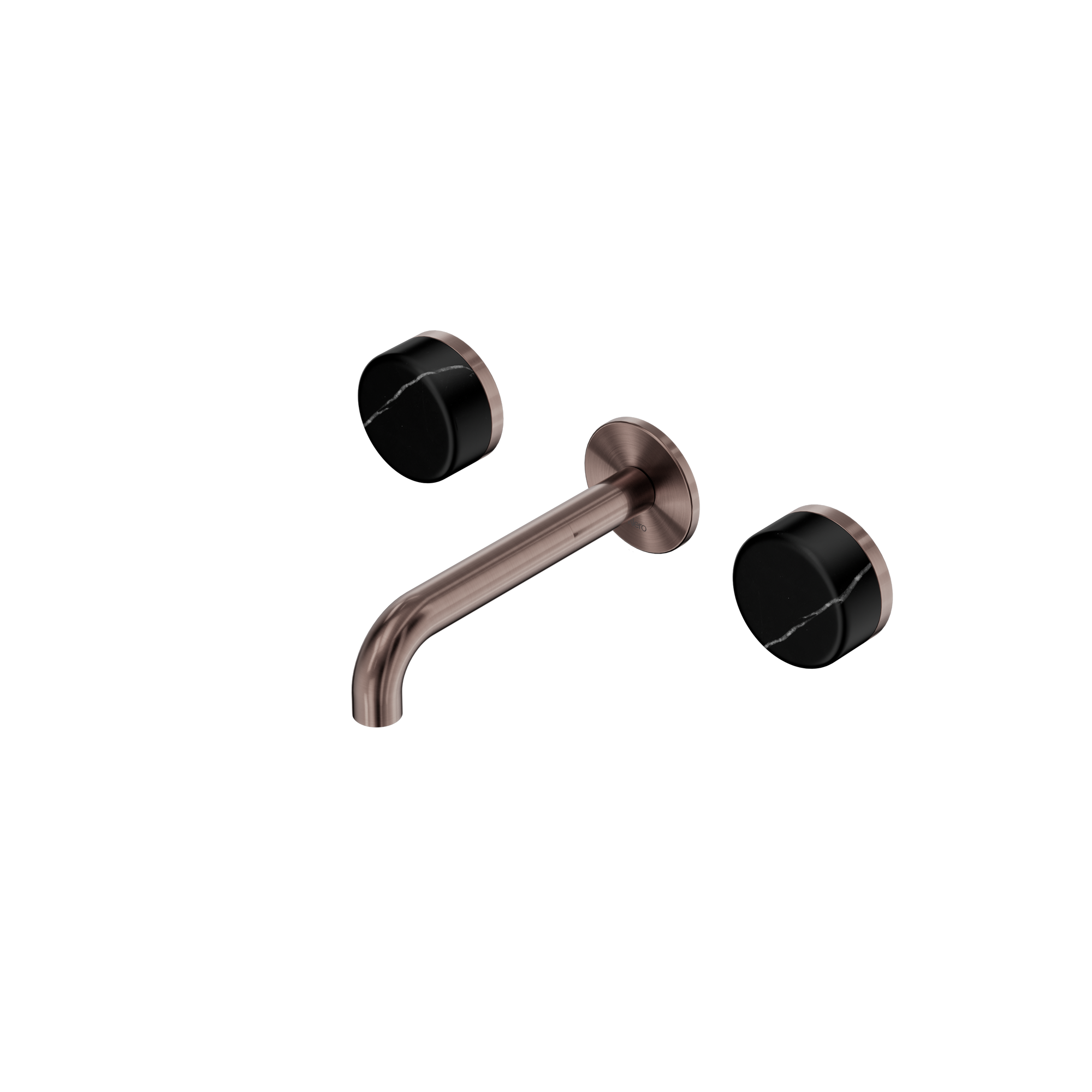 Serenity Wall Basin Set 160mm Spout With Marquina Black Handle Brushed Bronze