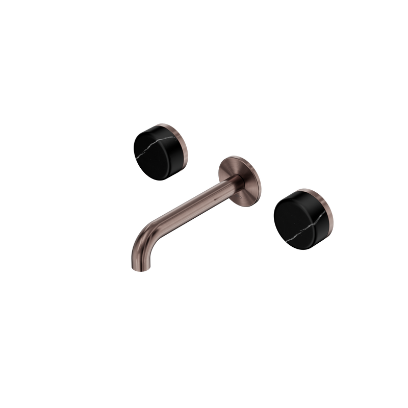 Serenity Wall Basin Set 160mm Spout With Marquina Black Handle Brushed Bronze