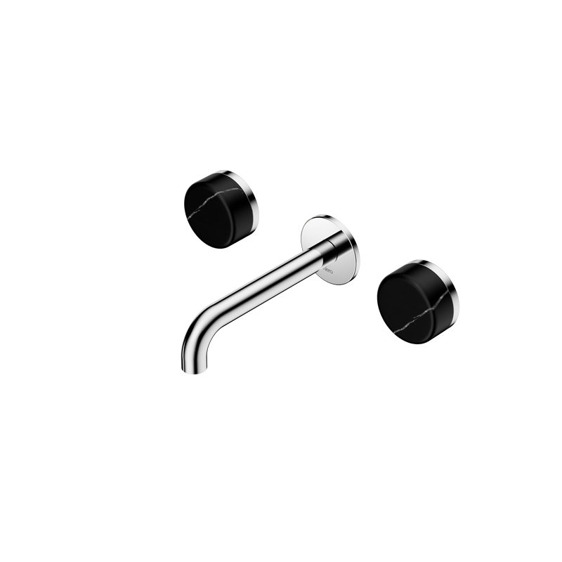 Serenity Wall Basin Set 160mm Spout With Marquina Black Handle Chrome