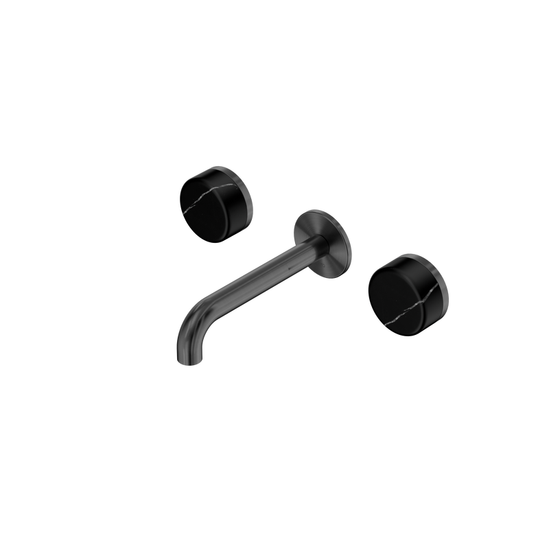 Serenity Wall Basin Set 160mm Spout With Marquina Black Handle Gun Metal