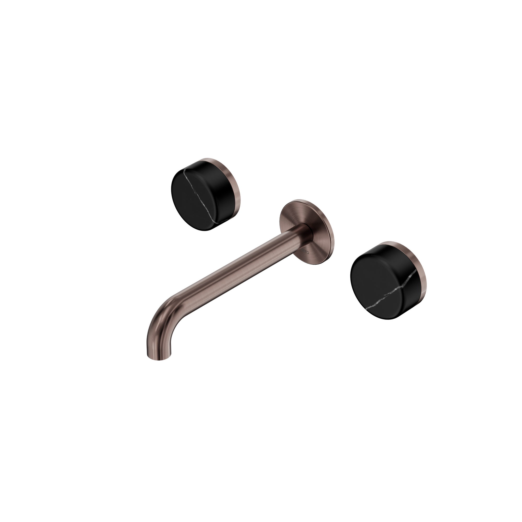 Serenity Wall Basin Set 185mm Spout With Marquina Black Handle Brushed Bronze
