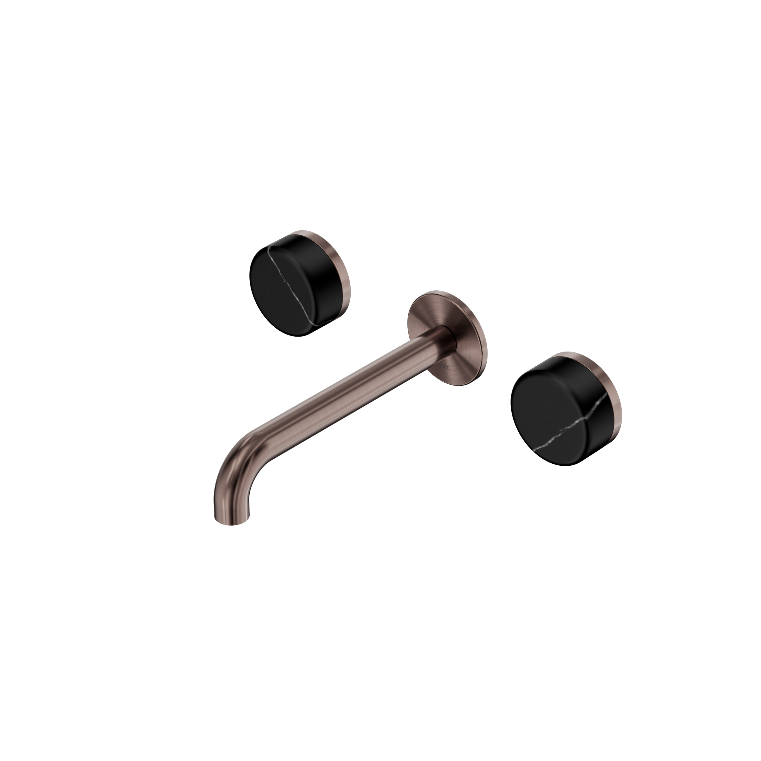 Serenity Wall Basin Set 185mm Spout With Marquina Black Handle Brushed Bronze