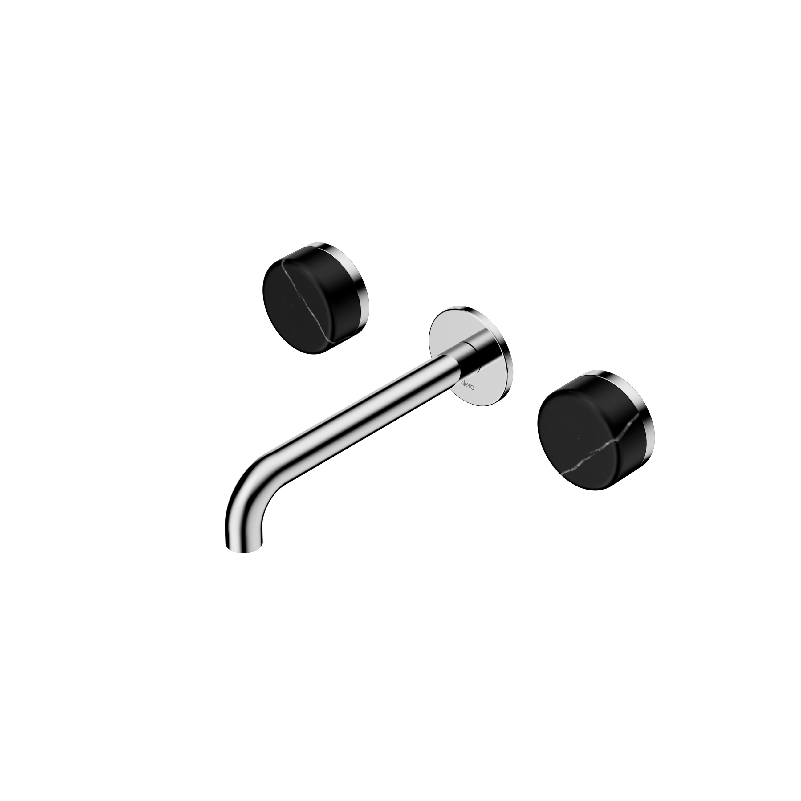 Serenity Wall Basin Set 185mm Spout With Marquina Black Handle Chrome