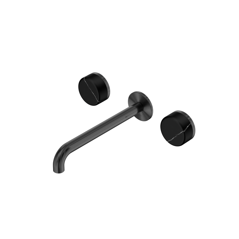 Serenity Wall Basin Set 220mm Spout With Marquina Black Handle Gun Metal